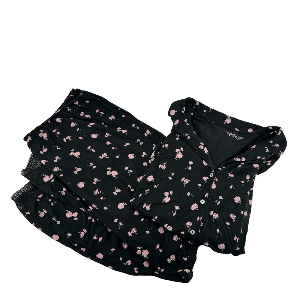 Victoria Secret Pajama Set PINK Black Size XL Long Sleeve and Pants Set